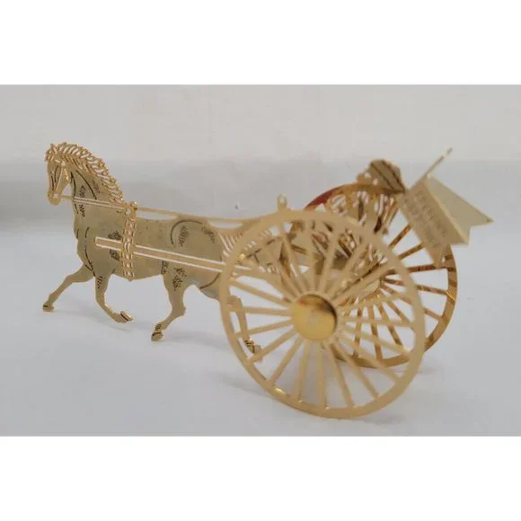 Vintage 1984 Hallmark SANTA SULKY DRIVER Brass Ornament QX436-1 - Picture 3 of 16